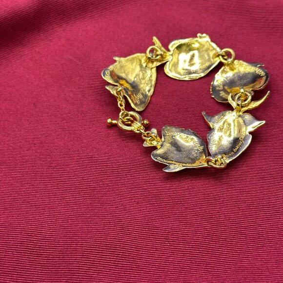 Rare Find!  Maurice Milleur Gold-Plated Pewter “Reef Fish” Bracelet - Picture 6 of 15